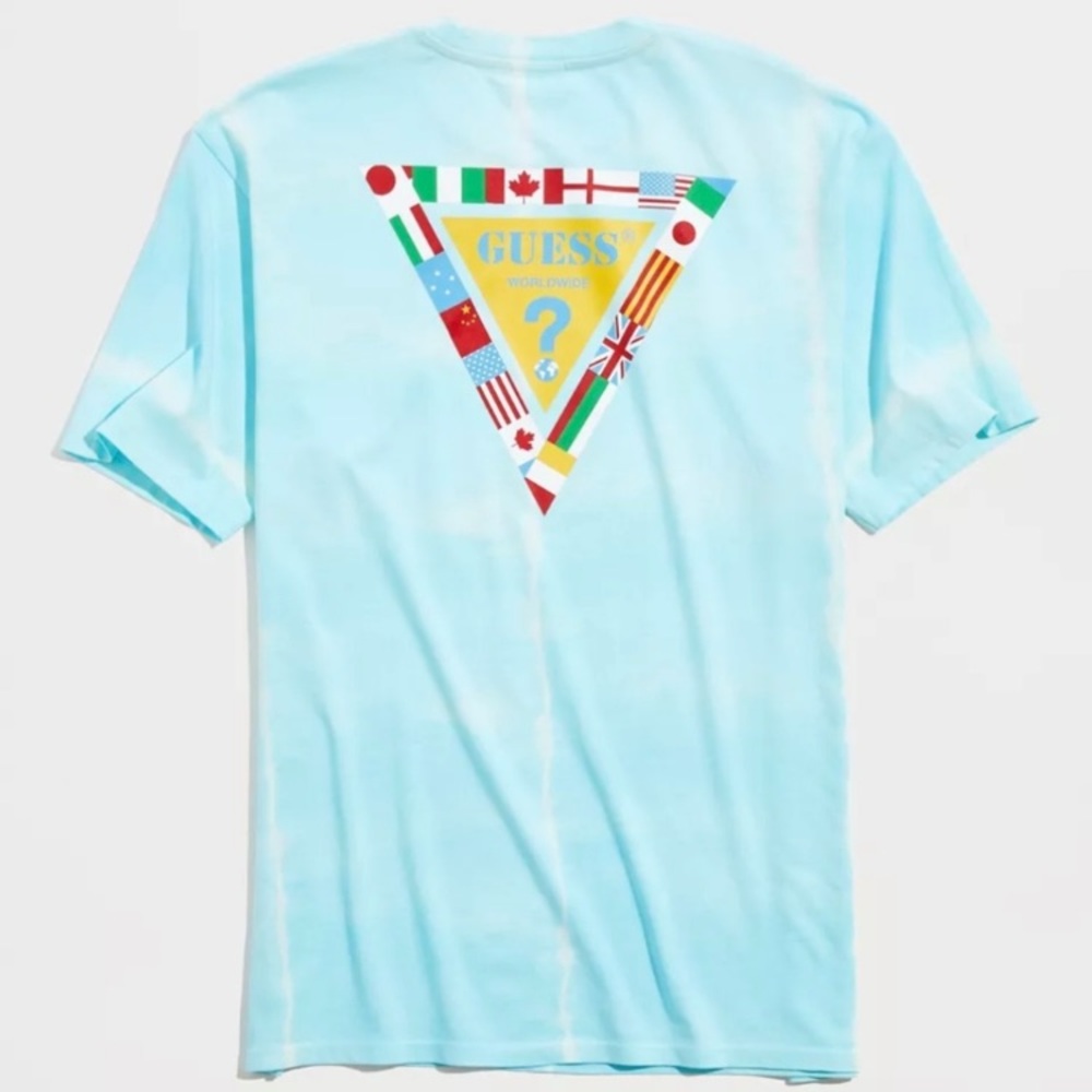 NEW! GUESS Originals Tie-Dye Worldwide Logo Tee Shirt Size S $49
